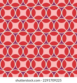Abstract Retro Geometric Circle Shiny Icon Seamless Pattern Trendy Fashion Colors Perfect for Allover Fabric Print or Wrapping Paper Minimal Basic Chic Design Red Pastel Pink Tones