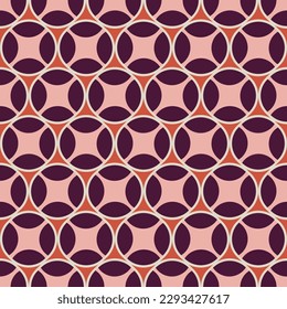 Abstract Retro Geometric Circle Shiny Icon Seamless Pattern Trendy Fashion Colors Perfect for Allover Fabric Print or Wrapping Paper Minimal Basic Chic Design Dark Purple Pastel Pink Tones