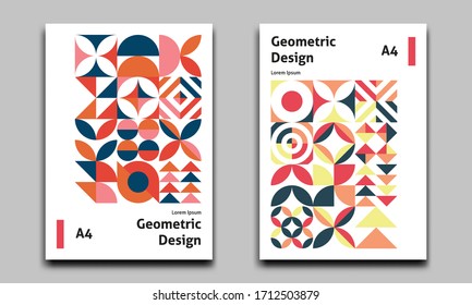 abstract retro geometric covers set