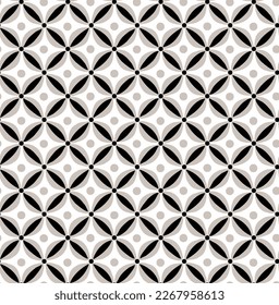 Abstract Retro Geometric Dots Florals Psychedelic Minimalist Seamless Pattern Trendy Fashion Colors Tile Style Concept Perfect for Allover Fabric Print or Wrapping Paper Black Beige