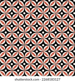 Abstract Retro Geometric Dots Florals Psychedelic Minimalist Seamless Pattern Trendy Fashion Colors Tile Style Concept Perfect for Allover Fabric Print or Wrapping Paper Black Coral Tones