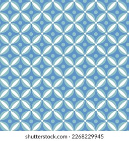 Abstract Retro Geometric Dots Florals Psychedelic Minimalist Seamless Pattern Trendy Fashion Colors Tile Style Concept Perfect for Allover Fabric Print or Wrapping Paper Sky Blue Tones