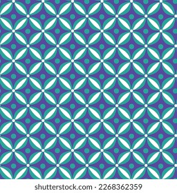 Abstract Retro Geometric Dots Florals Psychedelic Minimalist Seamless Pattern Trendy Fashion Colors Tile Style Concept Perfect for Allover Fabric Print or Wrapping Paper Blue Green Tones