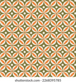 Abstract Retro Geometric Dots Florals Psychedelic Minimalist Seamless Pattern Trendy Fashion Colors Tile Style Concept Perfect for Allover Fabric Print or Wrapping Paper Olive Green Orange Tones