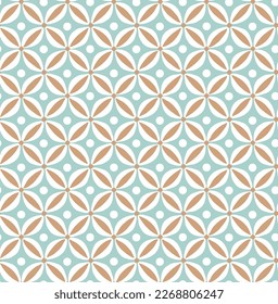 Abstract Retro Geometric Dots Florals Psychedelic Minimalist Seamless Pattern Trendy Fashion Colors Tile Style Concept Perfect for Allover Fabric Print or Wrapping Paper Pastel Blue Brown Tones