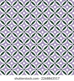 Abstract Retro Geometric Dots Florals Psychedelic Minimalist Seamless Pattern Trendy Fashion Colors Tile Style Concept Perfect for Allover Fabric Print or Wrapping Paper Lilac Dark Green Tones