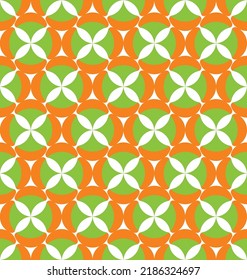 Abstract Retro Geometric Florals Simple Elegant Seamless Pattern Trendy Fashion Colors Tile Style Ornaments Perfect for Allover Print  Concepts Orange Green Tones