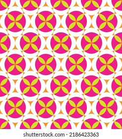 Abstract Retro Geometric Florals Simple Elegant Seamless Pattern Trendy Fashion Colors Tile Style Ornaments Perfect for Allover Print  Concepts Fuchsia Yellow Tones