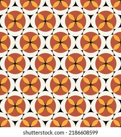 Resumen Florales Geométricos Sencillos Patrón elegante sin costura Colores de moda a la moda Ornamentos de estilo mosaico Perfecto para Alamante Conceptos de impresión de tonos naranja marrón