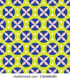 Abstract Retro Geometric Florals Simple Elegant Seamless Pattern Trendy Fashion Colors Tile Style Ornaments Perfect for Allover Print  Concepts Neon Green Blue Pink Tones