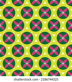 Abstract Retro Geometric Florals Simple Elegant Seamless Pattern Trendy Fashion Colors Tile Style Ornaments Perfect for Allover Print  Concepts Lime Green Fuchsia Tones