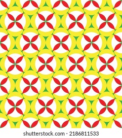 Abstract Retro Geometric Florals Simple Elegant Seamless Pattern Trendy Fashion Colors Tile Style Ornaments Perfect for Allover Print  Concepts Lime Green Red Tones