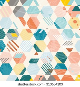 Abstract Retro Geometric hexagonal pattern. Vector Illustration