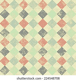 Abstract Retro Geometric seamless pattern with diamonds. Vector Illustration