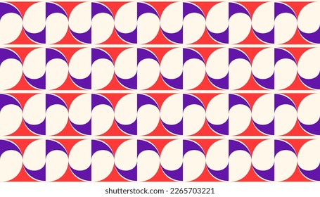 Abstract retro geometric seamless pattern. Decorative ornament background in 60s or 70s style. Retro vintage design for wallpapers, textile, fabric. Vector texture backdrop 
