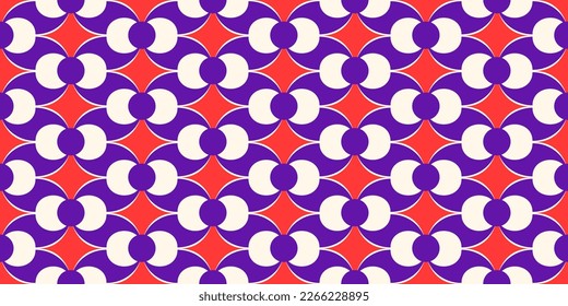 Abstract retro geometric seamless pattern. Decorative ornament background in 60s or 70s style. Retro vintage design for wallpapers, textile, fabric. Vector texture backdrop 