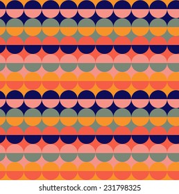 Abstract Retro Geometric seamless pattern with circles. Vector Illustration 