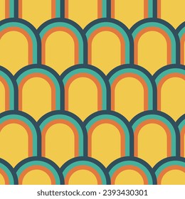 Abstract retro geometric seamless pattern with ovals. Vector