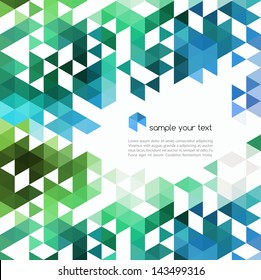 Abstract retro geometric shape  background with blue and green triangle
