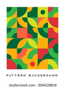 Abstract retro geometric shape pattern background green and orange color.