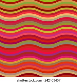 Abstract retro geometric waves pattern, background of the colorful curved lines shapes. 