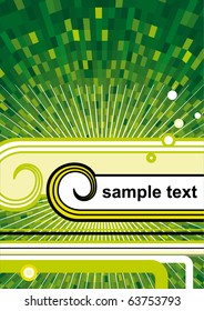 Abstract retro green shine background with frame for text