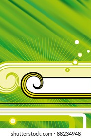 Abstract retro green shine background with frame for text