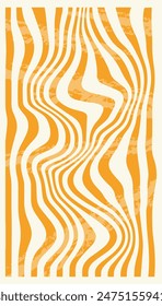 Abstract retro groovy background. Orange texture pattern. Vector illustration. Vertical funky wallpaper for posters and cards, templates, posts, banners and decor 