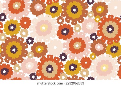 Resumen Flores de vectores dibujados a mano retro Colores de moda a la moda Colores Hippie Estilo Perfecto para la impresión de tela de alamante o envolver papel Tono de naranja marrón Pastel rosa de color marrón