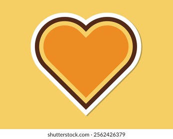 Abstract retro heart-shaped sticker flat vector illustration 
