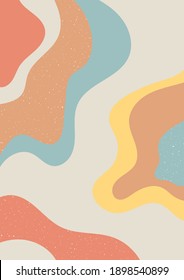 abstract retro irregular shapes and waves in muted colors A4 background vector illustration