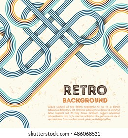 Abstract retro lines background. Colorful retro rounded. Abstract retro poster