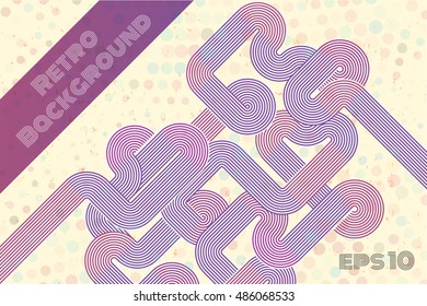 Abstract retro lines background. Colorful retro rounded.