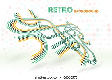 Abstract retro lines background. Colorful retro rounded.