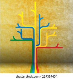Abstract retro lines tree on the backdrop background. Modern design. Vector illustration.