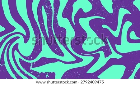 Abstract retro liquid background displaying turquoise purple psychedelic wavy marble backdrop for vintage festival banner poster cover clothing textile print design element isolated clip art.