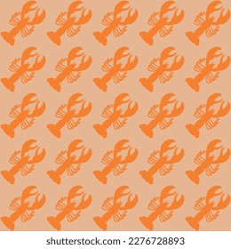 Abstract Retro Lobsters Diagonal Lineup Minimal Seamless Vector Pattern Trendy Fashion Colors Perfect for Allover Fabric Print Interior Decoration Outdoor Textile or Mens Swimwear Orange Tones