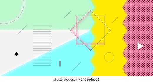 Abstract retro minimal summer brutalism horizontal banner. Swiss aesthetic brutal geometric sun. Summertime vacation bauhaus figures pattern graphic design. Modern trendy minimalist seasonal artwork