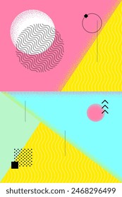 Abstract retro minimal summer poster. Swiss aesthetic brutalist bright geometric sun. Celebration party or sales advertising naive graphic print. Modern trendy artwork vector eps template