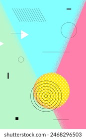 Abstraktes Retro-Minimalsommer-Poster. In: Swiss Aesthetic Brutalist Geometric Sun. Feier-Party oder Verkauf Werbung Grafik-Print-Design. Moderne trendige Kunstwerk Vektorgrafik eps Vorlage