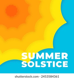 Abstract retro minimal summer solstice square banner. Bright sun equinox holiday vintage flyer. Trendy minimalist card. Summertime vector eps design template