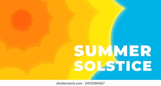 Abstract retro minimal summer solstice horizontal banner. Bright sun equinox holiday vintage poster. Trendy minimalist placard. Summertime vector eps design template