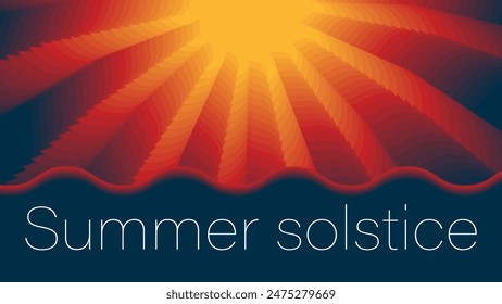 Abstraktes Retro-Minimal-Sommer-Sonnenwende-Design, Vektorillustration