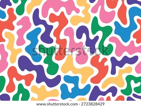 Abstract retro organic blob seamless pattern. Vector illustration flat design background. 