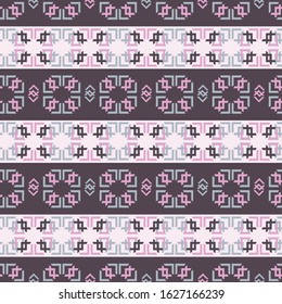 Abstract Retro Ornamental Shapes Vector Background Geometry Seamless Pattern