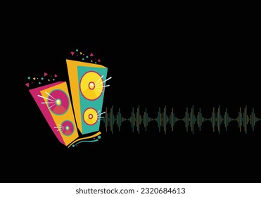 Abstract Retro Party, Funky Speakers Wallpaper 