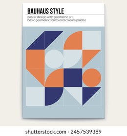 Abstract retro pattern. Basic shapes circles, squares, triangles. Bauhaus style. Cover design. Poster vector template