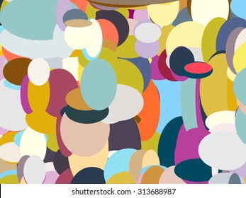 Abstract retro pattern with circles shapes. Colorful vector illustration background for hipster.
Autumn colors: olive green yellow purple red coral white blue teal. eps 10