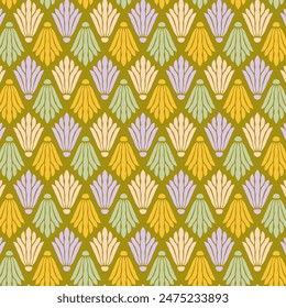 Abstract retro pattern with flowers. Print for greeting card, wrapping paper, textile, wallpaper and invitation background.