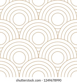 Abstract retro pattern of geometric shapes. Golden mosaic backdrop. Geometric wave of circles  background, vector

